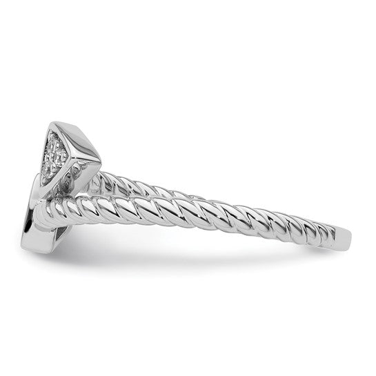 White Ice Sterling Silver Diamond Arrow Ring- Sparkle & Jade-SparkleAndJade.com 