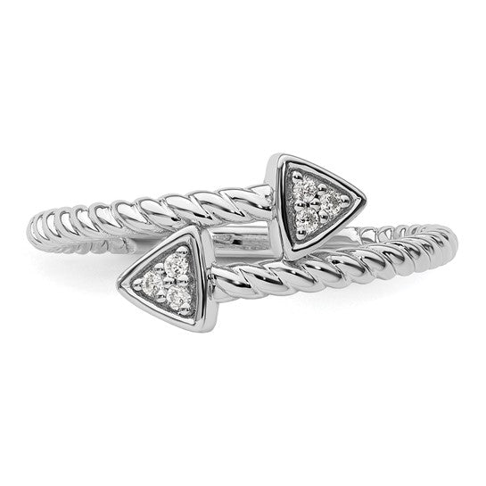 White Ice Sterling Silver Diamond Arrow Ring- Sparkle & Jade-SparkleAndJade.com 