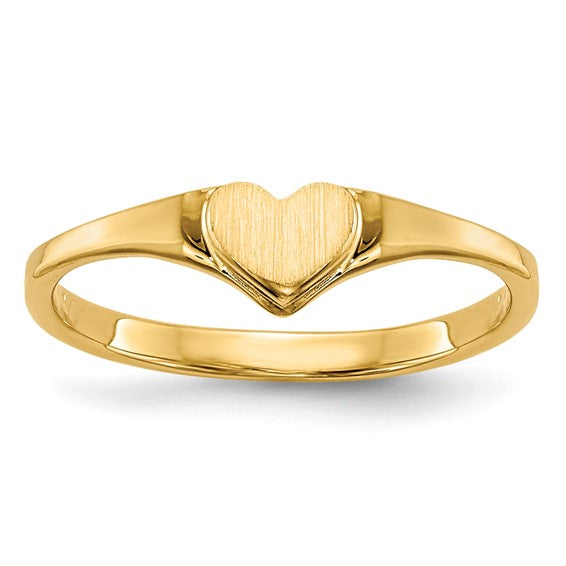10k or 14k Yellow Gold Child's Classic Heart Ring w/ Optional Initial Engraving- Sparkle & Jade-SparkleAndJade.com 