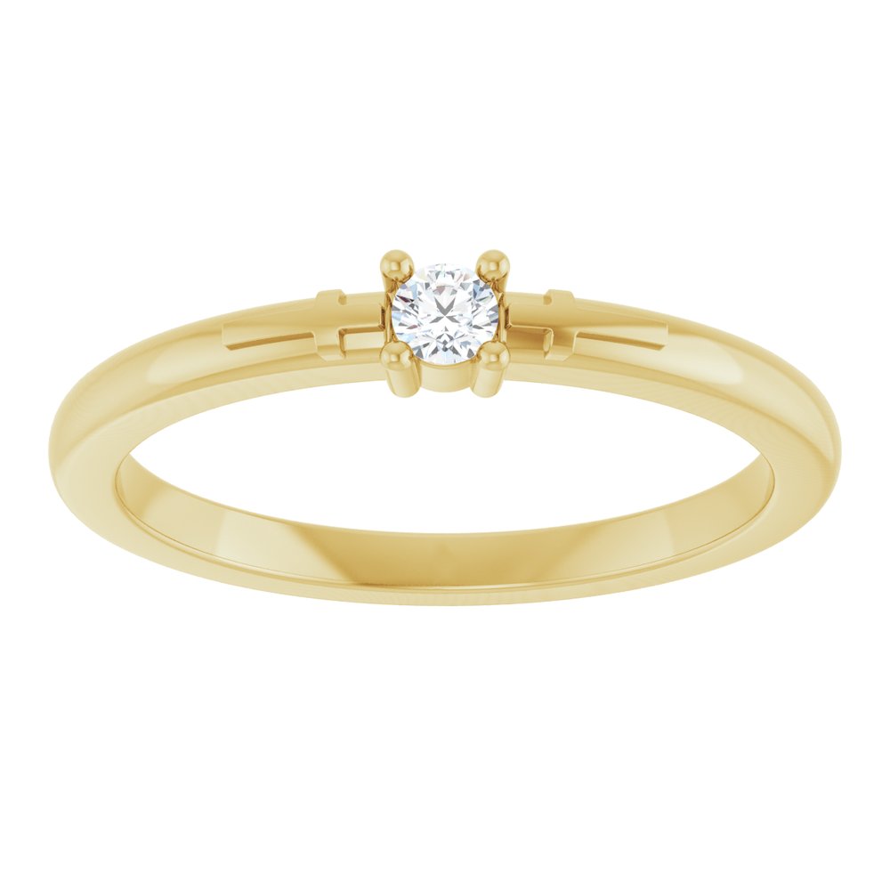 14K Yellow Gold .06 CT Natural Diamond Cross Promise Ring- Sparkle & Jade-SparkleAndJade.com R43125:601:P