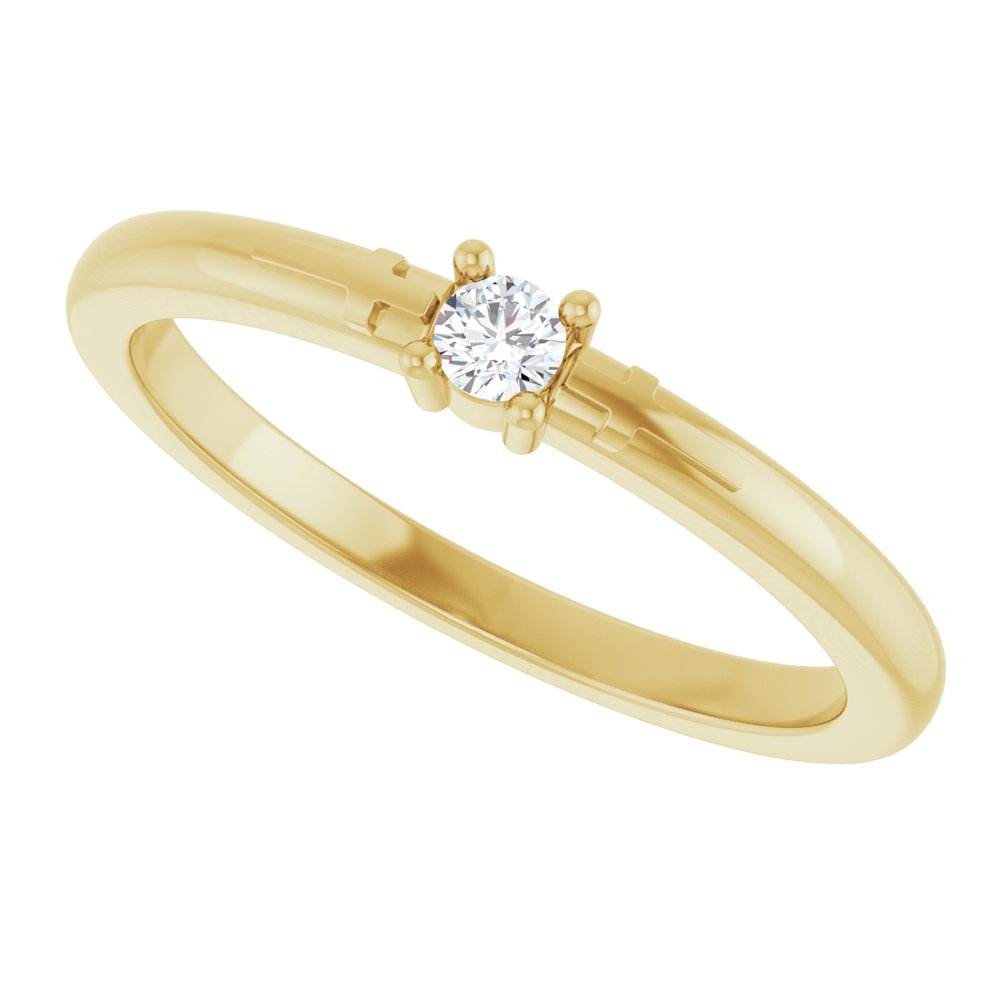 14K Yellow Gold .06 CT Natural Diamond Cross Promise Ring- Sparkle & Jade-SparkleAndJade.com R43125:601:P