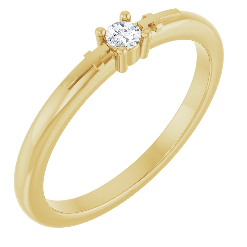 14K Yellow Gold .06 CT Natural Diamond Cross Promise Ring- Sparkle & Jade-SparkleAndJade.com R43125:601:P