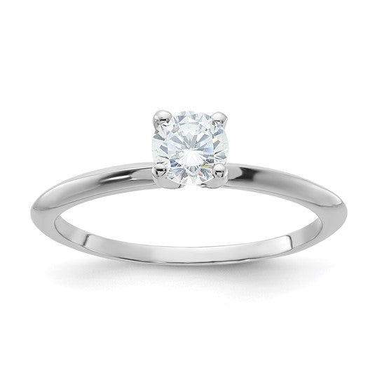 Sterling Silver 5mm Round Solitaire Diamonore CZ Ring- Sparkle & Jade-SparkleAndJade.com 