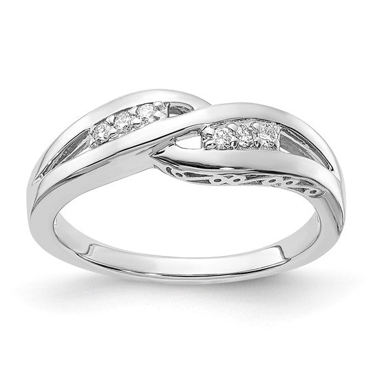 Sterling Silver Twisted 6-Stone Diamond Ring- Sparkle & Jade-SparkleAndJade.com RLD2999-SSAB-7