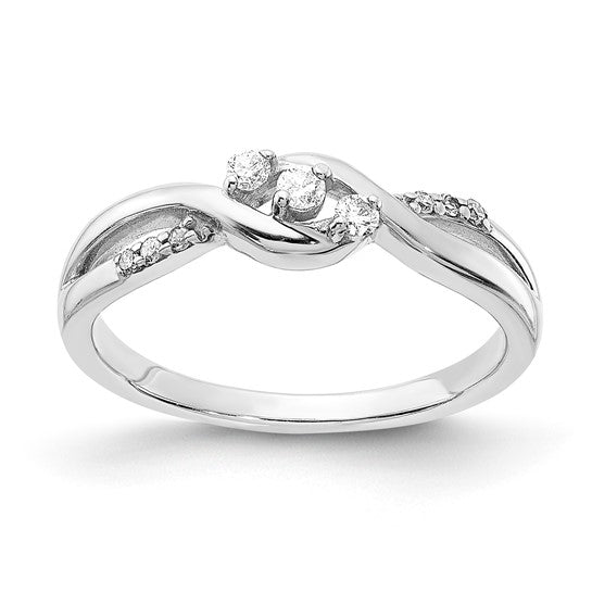 Sterling Silver Fancy Twisted 3 Stone Diamond Ring- Sparkle & Jade-SparkleAndJade.com RLD3230-SSABS45-7