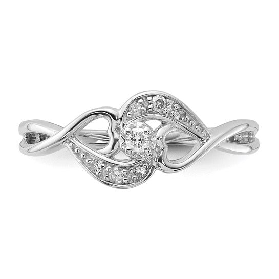 Sterling Silver Intertwined Diamond Hearts Ring- Sparkle & Jade-SparkleAndJade.com RLD3799-SSABS43-7