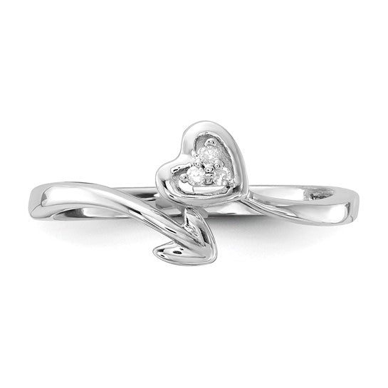 Sterling Silver Diamond Heart and Arrow Ring- Sparkle & Jade-SparkleAndJade.com 