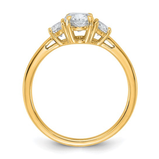 14k Yellow Gold Lab Grown VS DEF Diamond Engagement Ring with Oval Center and Half Moon Side Accents (Copy)- Sparkle & Jade-SparkleAndJade.com RM10544-100-CLD