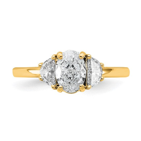 14k Yellow Gold Lab Grown VS DEF Diamond Engagement Ring with Oval Center and Half Moon Side Accents (Copy)- Sparkle & Jade-SparkleAndJade.com RM10544-100-CLD