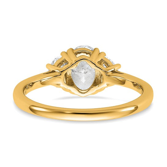 14k Yellow Gold Lab Grown VS DEF Diamond Engagement Ring with Oval Center and Half Moon Side Accents (Copy)- Sparkle & Jade-SparkleAndJade.com RM10544-100-CLD