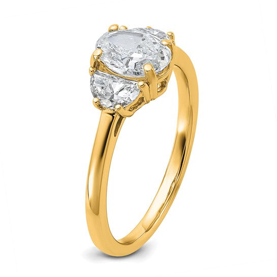 14k Yellow Gold Lab Grown VS DEF Diamond Engagement Ring with Oval Center and Half Moon Side Accents (Copy)- Sparkle & Jade-SparkleAndJade.com RM10544-100-CLD