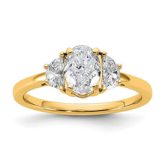 14k Yellow Gold Lab Grown VS DEF Diamond Engagement Ring with Oval Center and Half Moon Side Accents (Copy)- Sparkle & Jade-SparkleAndJade.com RM10544-100-CLD