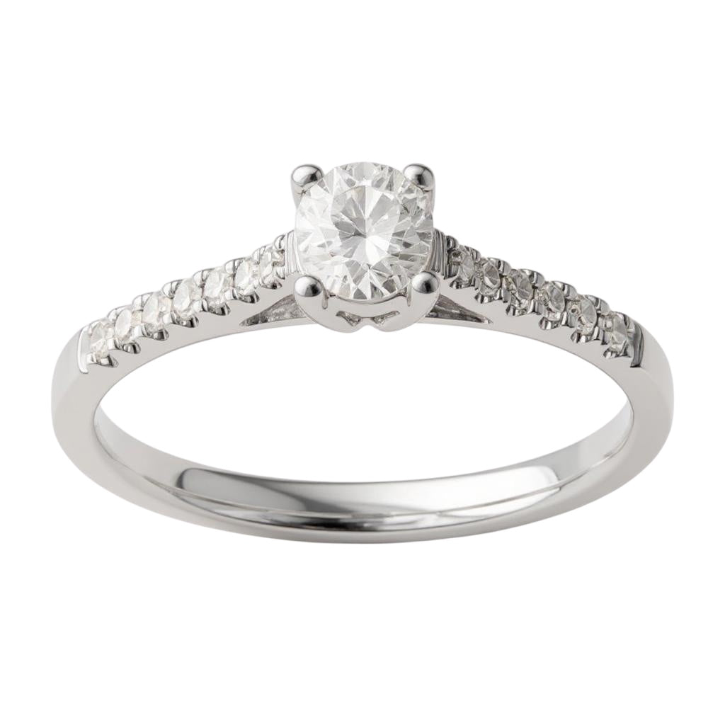 14K White Gold Complete Diamond Promise / Engagement Ring- Sparkle & Jade-SparkleAndJade.com 