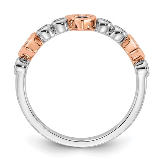 Sterling Silver Rose Gold Plated Gemstone Triple Heart Rings- Sparkle & Jade-SparkleAndJade.com 