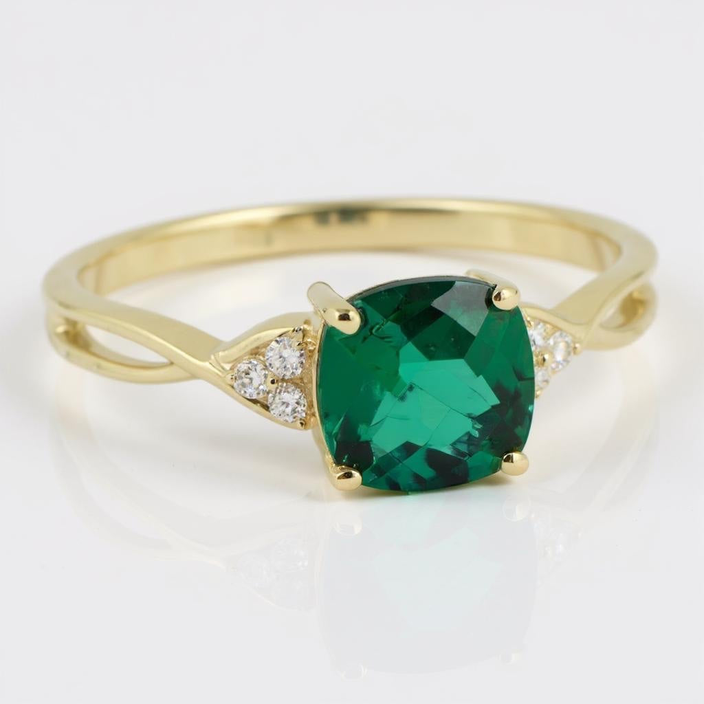 10k or 14k White or Yellow Gold Cushion Gemstone & Diamond Rings- Sparkle & Jade-SparkleAndJade.com 