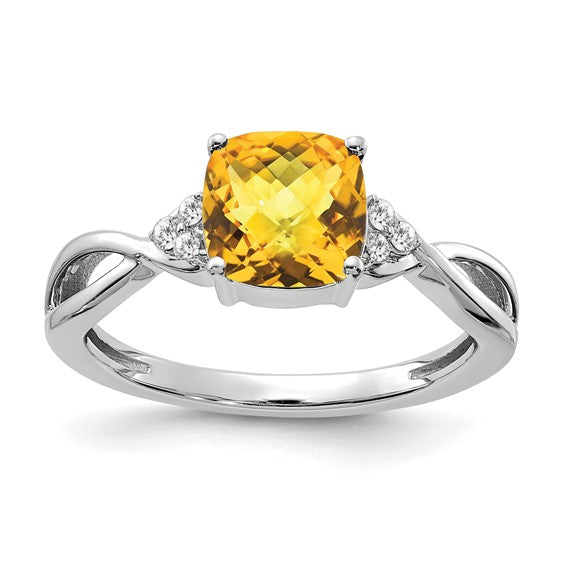 10k or 14k White or Yellow Gold Cushion Gemstone & Diamond Rings- Sparkle & Jade-SparkleAndJade.com RM4393-CI-006-WA