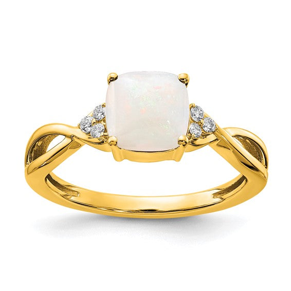 10k or 14k White or Yellow Gold Cushion Gemstone & Diamond Rings- Sparkle & Jade-SparkleAndJade.com RM4393-OI-007-4YAAB