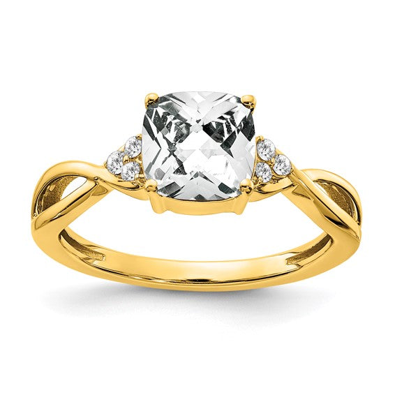 10k or 14k White or Yellow Gold Cushion Gemstone & Diamond Rings- Sparkle & Jade-SparkleAndJade.com RM4393-WT-006-1YA