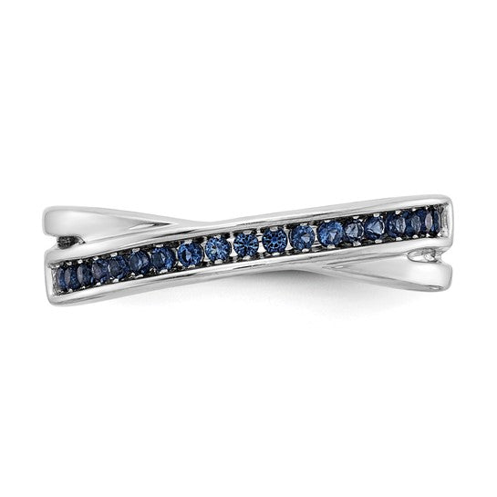 14k White Gold Channel-set Blue Diamond Cross Over Ring- Sparkle & Jade-SparkleAndJade.com RM5678-BD-020-WA