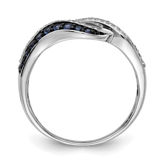 14k White Gold Blue and White Diamond Swirl Ring- Sparkle & Jade-SparkleAndJade.com RM5681-BD-050-WA