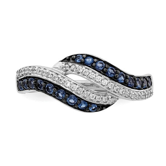 14k White Gold Blue and White Diamond Swirl Ring- Sparkle & Jade-SparkleAndJade.com RM5681-BD-050-WA