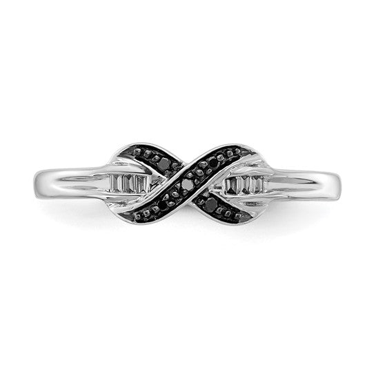 14k White Gold Black And White Diamond Infinity X Ring- Sparkle & Jade-SparkleAndJade.com RM5686-BK-007-WA