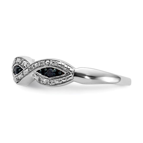 14k White Gold White and Blue Diamond Twist Ring- Sparkle & Jade-SparkleAndJade.com RM5690-BD-016-WA