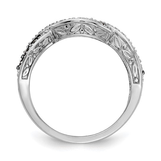 14k White Gold White and Black Diamond Twist Ring- Sparkle & Jade-SparkleAndJade.com RM5694-BK-040-WA