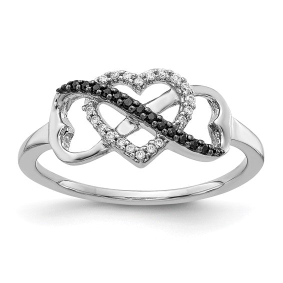 10K White Gold Black and White Diamond Infinity and Heart Ring- Sparkle & Jade-SparkleAndJade.com RM5726-BK-010-1WA