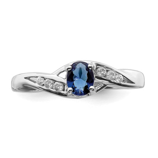 14k White Gold Genuine Oval Blue Sapphire Diamond Ring- Sparkle & Jade-SparkleAndJade.com Y12987S/AA RM5751-SA-008-WA