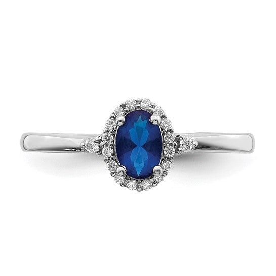 14k White Gold Genuine Blue Sapphire and Diamond Halo Ring- Sparkle & Jade-SparkleAndJade.com RM5756-SA-010-WA