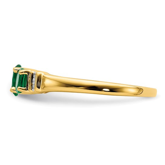 14k Yellow Gold Oval Triple Emerald And Diamond Ring- Sparkle & Jade-SparkleAndJade.com RM5764-EM-003-YA