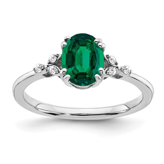 Sterling Silver Oval Gemstone And Diamond Rings- Sparkle & Jade-SparkleAndJade.com RM6029-CEM-006-SSA-6