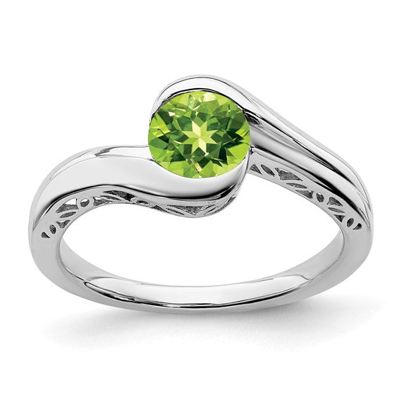 10k or 14k White Gold Round Gemstone Filigree Detailed Ring- Sparkle & Jade-SparkleAndJade.com RM7164-PE-1W