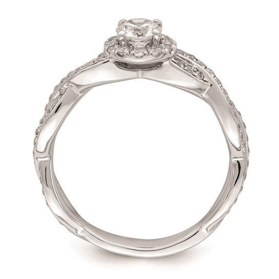 14k White Gold Halo Plus 3/8 CTW Diamond Complete Engagement Ring- Sparkle & Jade-SparkleAndJade.com RM7355E-033-CWAA