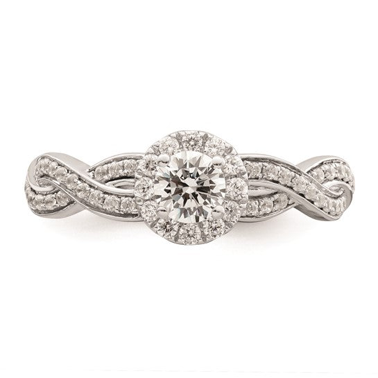 14k White Gold Halo Plus 3/8 CTW Diamond Complete Engagement Ring- Sparkle & Jade-SparkleAndJade.com RM7355E-033-CWAA