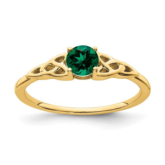 10k or 14k Gold 4.5mm Round Gemstone Celtic Knot Side Rings- Sparkle & Jade-SparkleAndJade.com RM7396-EM-1Y