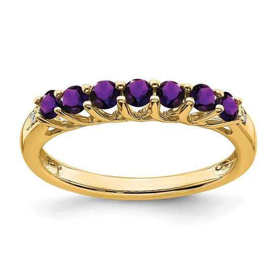 14k Gold Gemstone and Diamond 7-stone Ring- Sparkle & Jade-SparkleAndJade.com RM7411-AM-001-YA