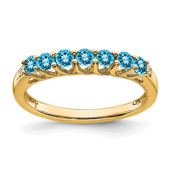 10k Gold Gemstone and Diamond 7-stone Ring- Sparkle & Jade-SparkleAndJade.com RM7411-BT-001-1YA