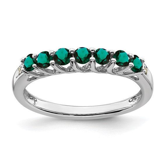 Sterling Silver Gemstone and Diamond 7-stone Ring- Sparkle & Jade-SparkleAndJade.com RM7411-CA-001-SSA-6
