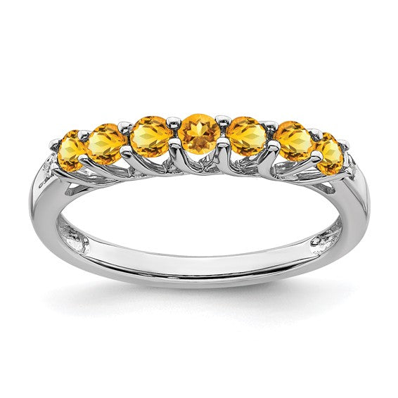 Sterling Silver Gemstone and Diamond 7-stone Ring- Sparkle & Jade-SparkleAndJade.com RM7411-CI-001-SSA-6