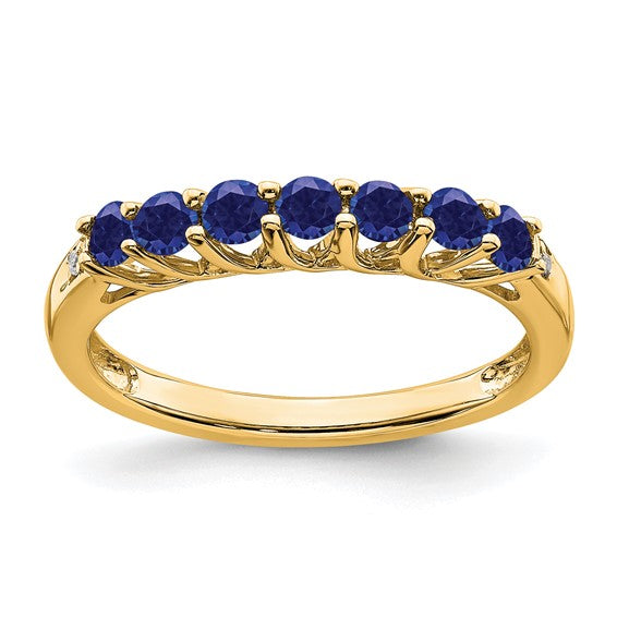 14k Gold Gemstone and Diamond 7-stone Ring- Sparkle & Jade-SparkleAndJade.com RM7411-CSA-001-YA