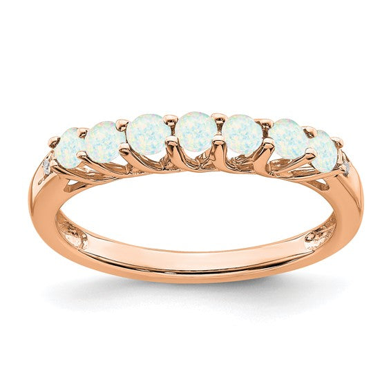 14k Gold Gemstone and Diamond 7-stone Ring- Sparkle & Jade-SparkleAndJade.com 