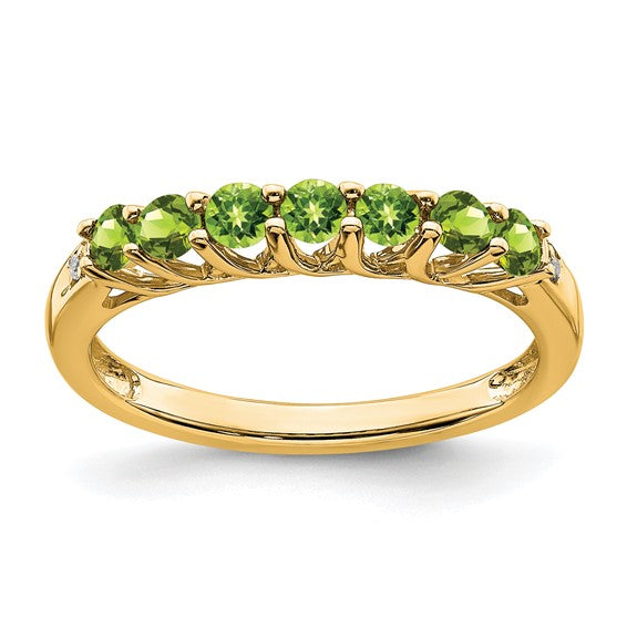 14k Gold Gemstone and Diamond 7-stone Ring- Sparkle & Jade-SparkleAndJade.com RM7411-PE-001-YA