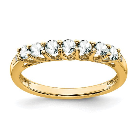 14k Gold Gemstone and Diamond 7-stone Ring- Sparkle & Jade-SparkleAndJade.com RM7411-WT-001-YA