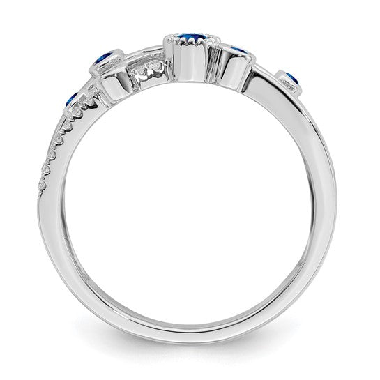 14k White Gold Sapphire and Diamond FreeForm Ring- Sparkle & Jade-SparkleAndJade.com 