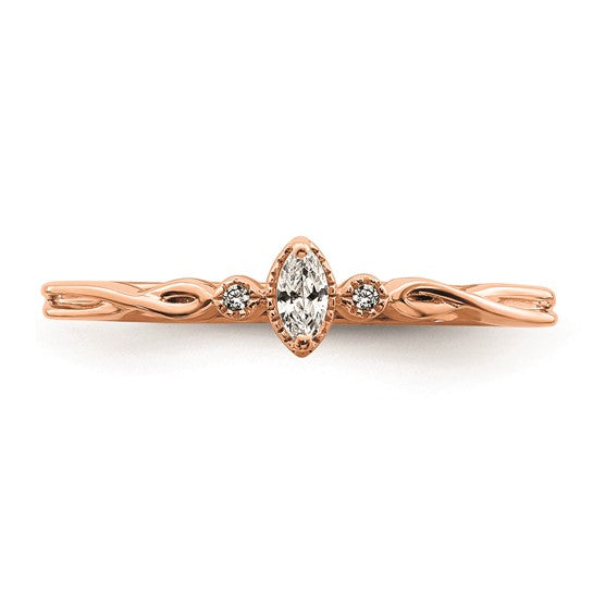 14k Rose Gold Petite Marquise Diamond Promise / Engagement Ring- Sparkle & Jade-SparkleAndJade.com RM7785E-011-RAA