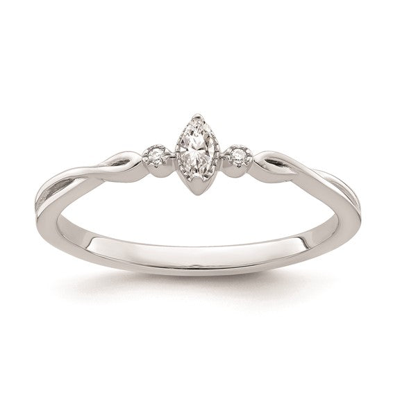 14k White Gold Petite Marquise Diamond Promise / Engagement Ring- Sparkle & Jade-SparkleAndJade.com RM7785E-011-WAA