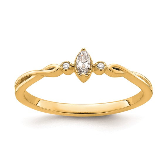 14k Yellow Gold Petite Marquise Diamond Promise / Engagement Ring- Sparkle & Jade-SparkleAndJade.com RM7785E-011-YAA