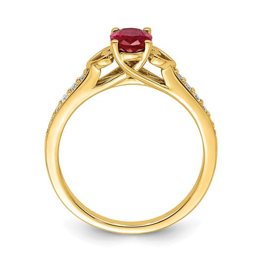 14k Gold Side Hearts Ruby and Diamond Ring- Sparkle & Jade-SparkleAndJade.com RM8432-RU-100-YA